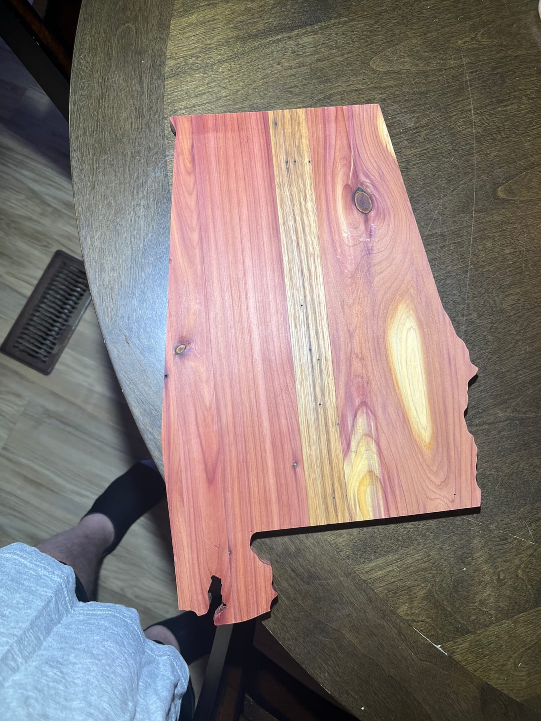 Customer photo review of 16.0x10.0" State Of Alabama Acrylic Router Template