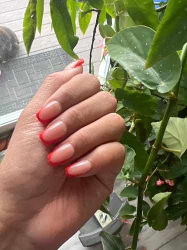 Customer photo review of XCOATTIPS® French - Short Square Red Pastel Tips