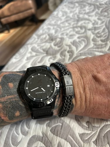 Customer photo review of Deal 33% Off- Knight's Creed BELIEVE Credo Bracelet: Helps Pair Veterans with Service or Shelter Dogs