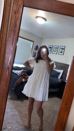 Customer photo review of Dashed Lines Tiered Babydoll Dress