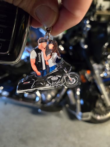 Customer photo review of Biker Couple This Is Us Personalized Keychain For Couples, Him, Her, Motorcycle Lovers