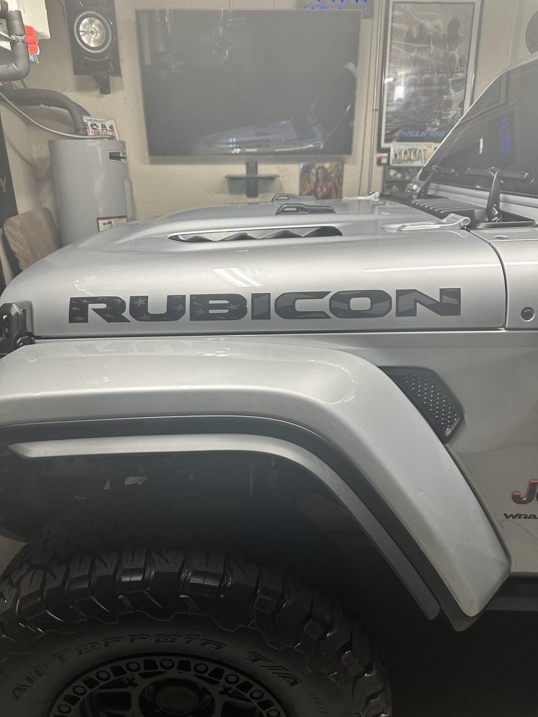 Customer photo review of Rubicon Hood Lettering - Subdued American Flag