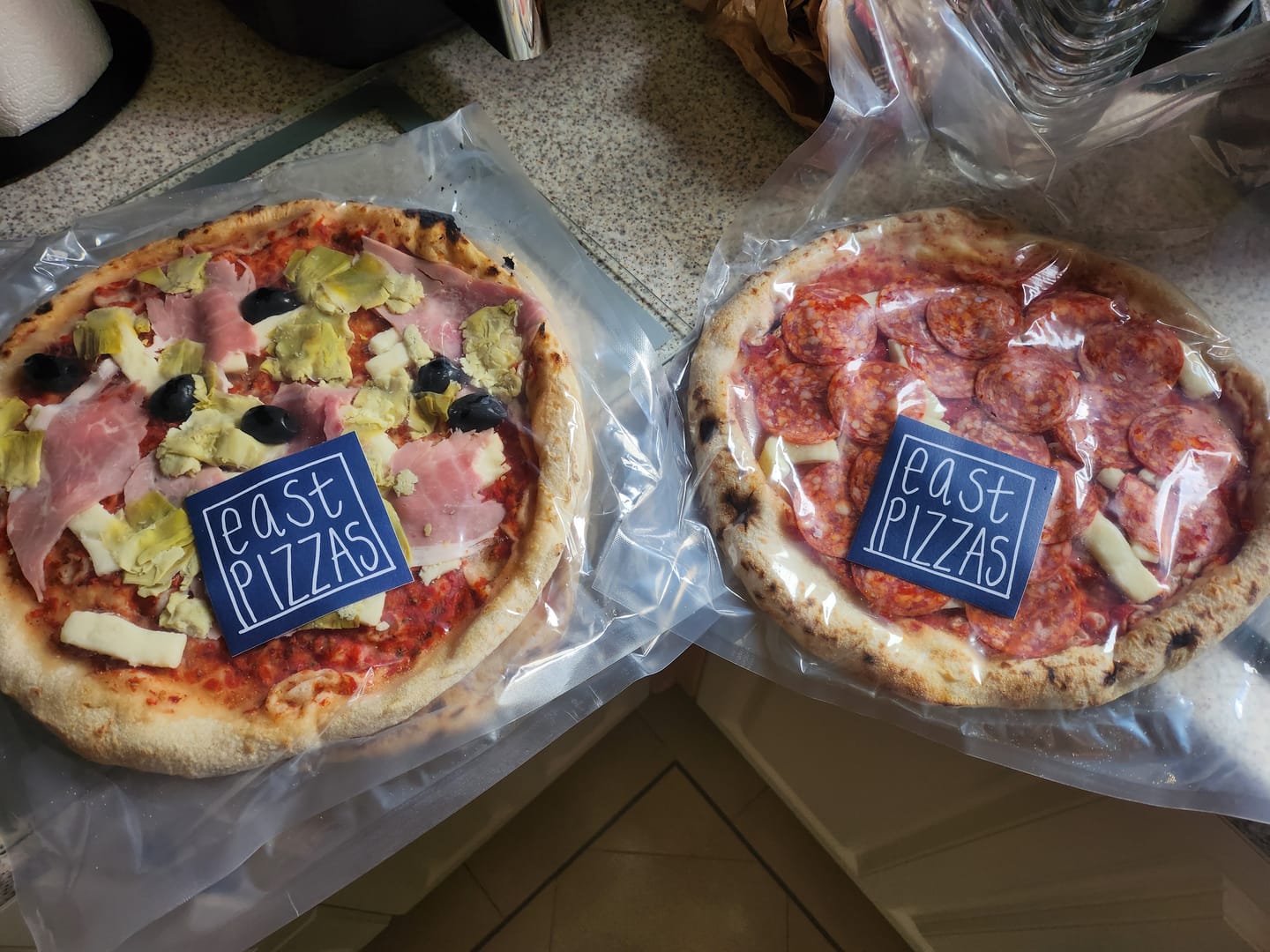 Customer photo review of Topped Ham, Artichoke & Black Olive Pizza