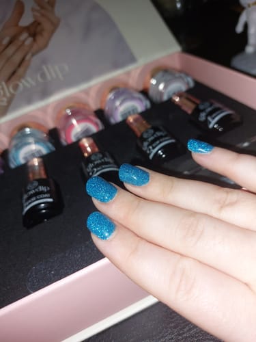 Customer photo review of Haze Blue Dipping Powder