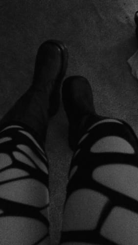 Customer photo review of Black Alternative Perforated Stockings