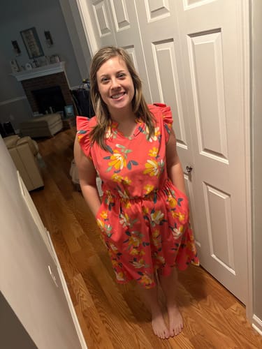 Customer photo review of Painted Petals Ruffle Trim Dress