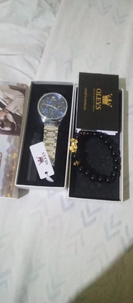 Customer photo review of Stainless Steel Chronograph Watch Moon Phase Luminous 24H Waterproof — Silver | KIMLUD