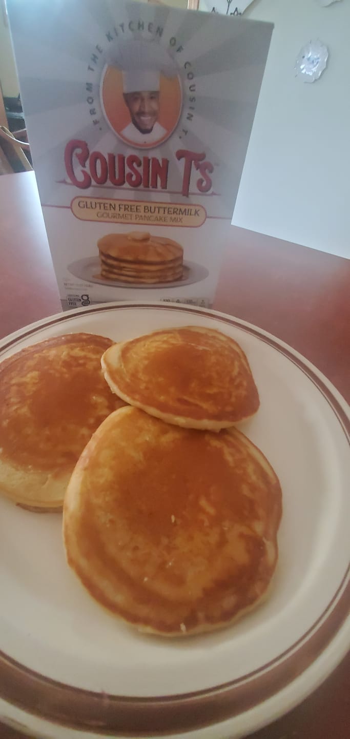 Customer photo review of Cousin T's Gourmet Gluten Free Buttermilk Pancake Mix