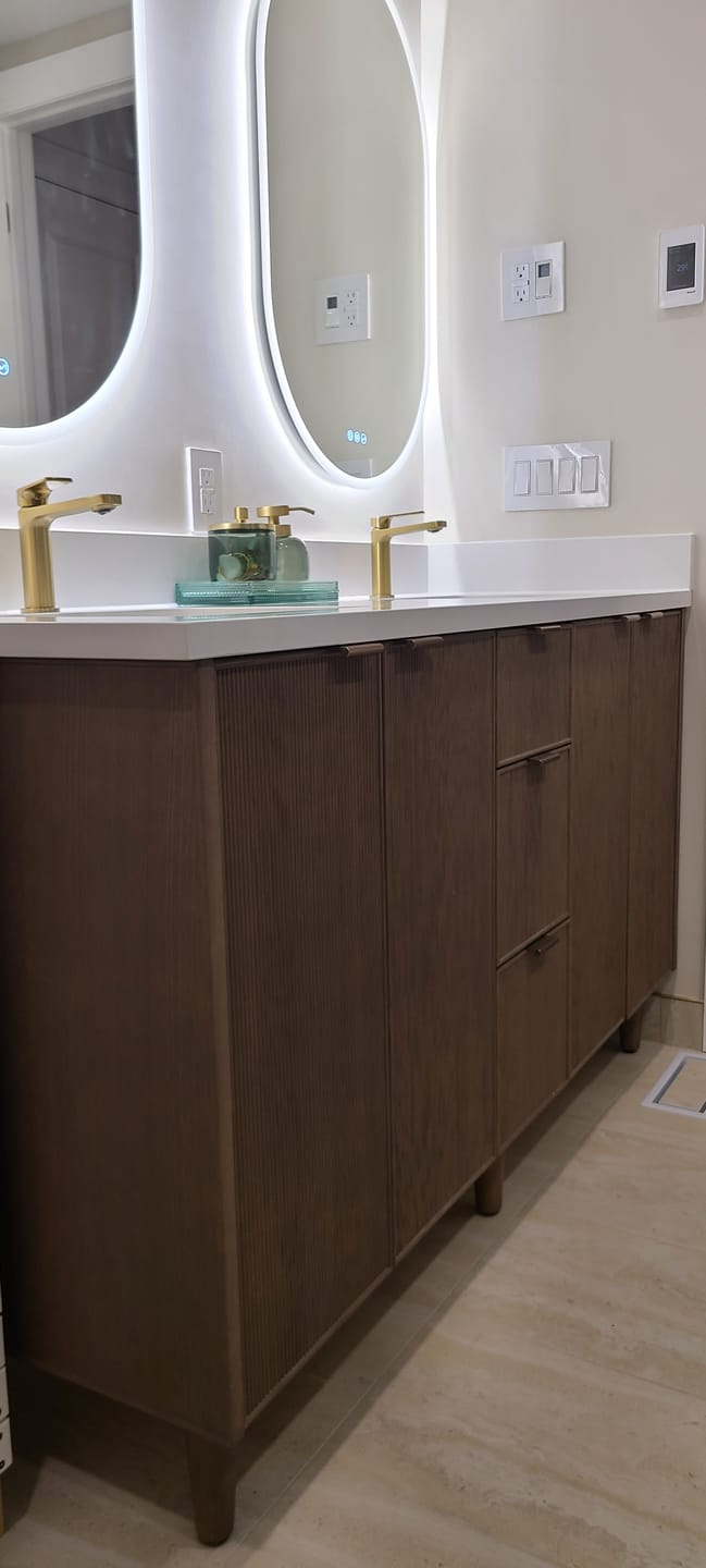 Customer photo review of Malibu 60" Almond Coast Bathroom Vanity, Double Sink