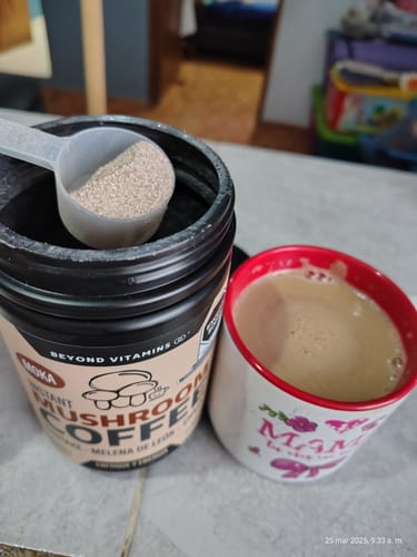 Customer photo review of Café Soluble con Hongos Melena de León, Shiitake y Chaga - 27 porciones - Sabor Moka
