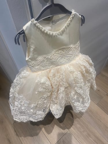 Customer photo review of Baby Girl White Puffy Wedding Flower Girl Dress Christening Dress Princess Dress Easter Dress For Toddler