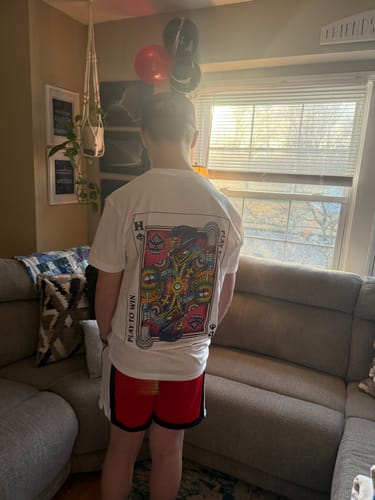 Customer photo review of Play to Win Tee