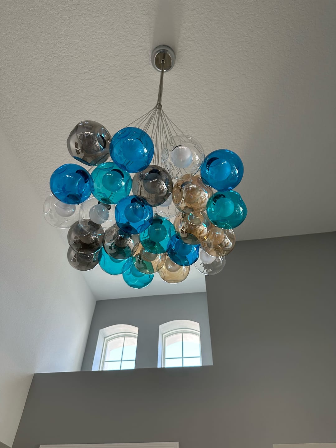 Customer photo review of Unique Multi-Color Globe Cluster Chandelier