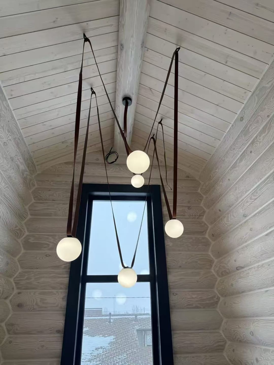 Customer photo review of WOMO Globe Leather Pendant Light-WM2311