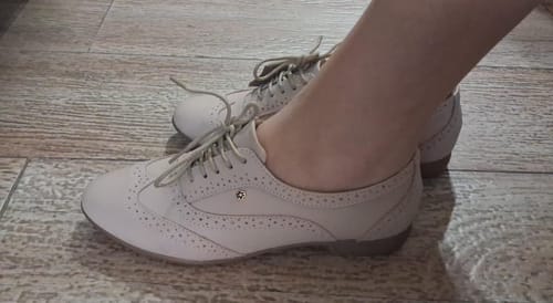 Customer photo review of Sapato Oxford Couro Rosê