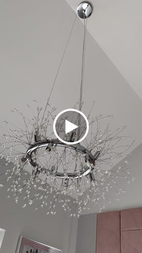 Customer video review of 12-Light Chrome Round Firework Chandelier