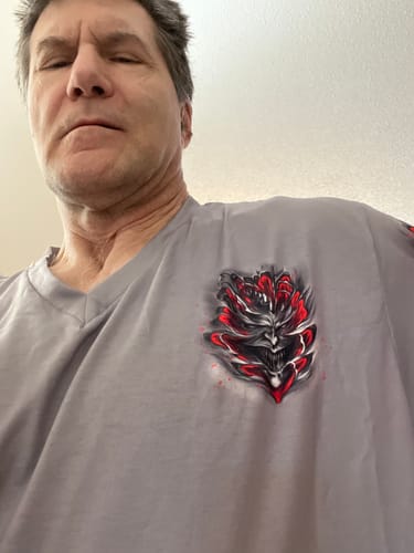 Customer photo review of I'M NEVER ALONE SKULL DEMON ALL OVER PRINT - YHLN3005233