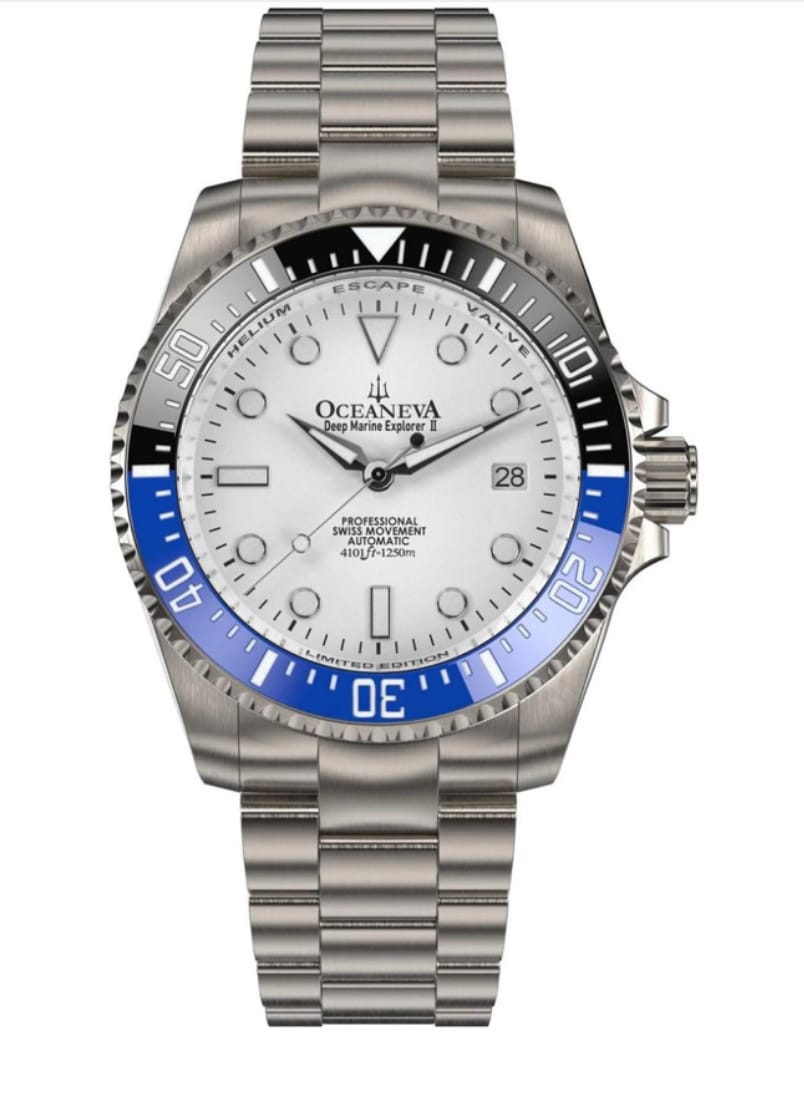 Customer photo review of Oceaneva Deep Marine Explorer II Titanium Watch with White Dial