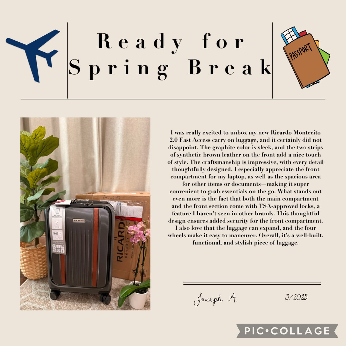Customer photo review of Montecito 2.0 Fast Access™ Front-Opening Hardside Carry-On Expandable Spinner