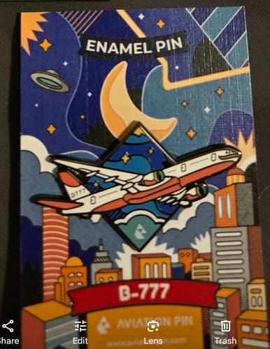 Customer photo review of Airplane Enamel Pin | Boeing 777