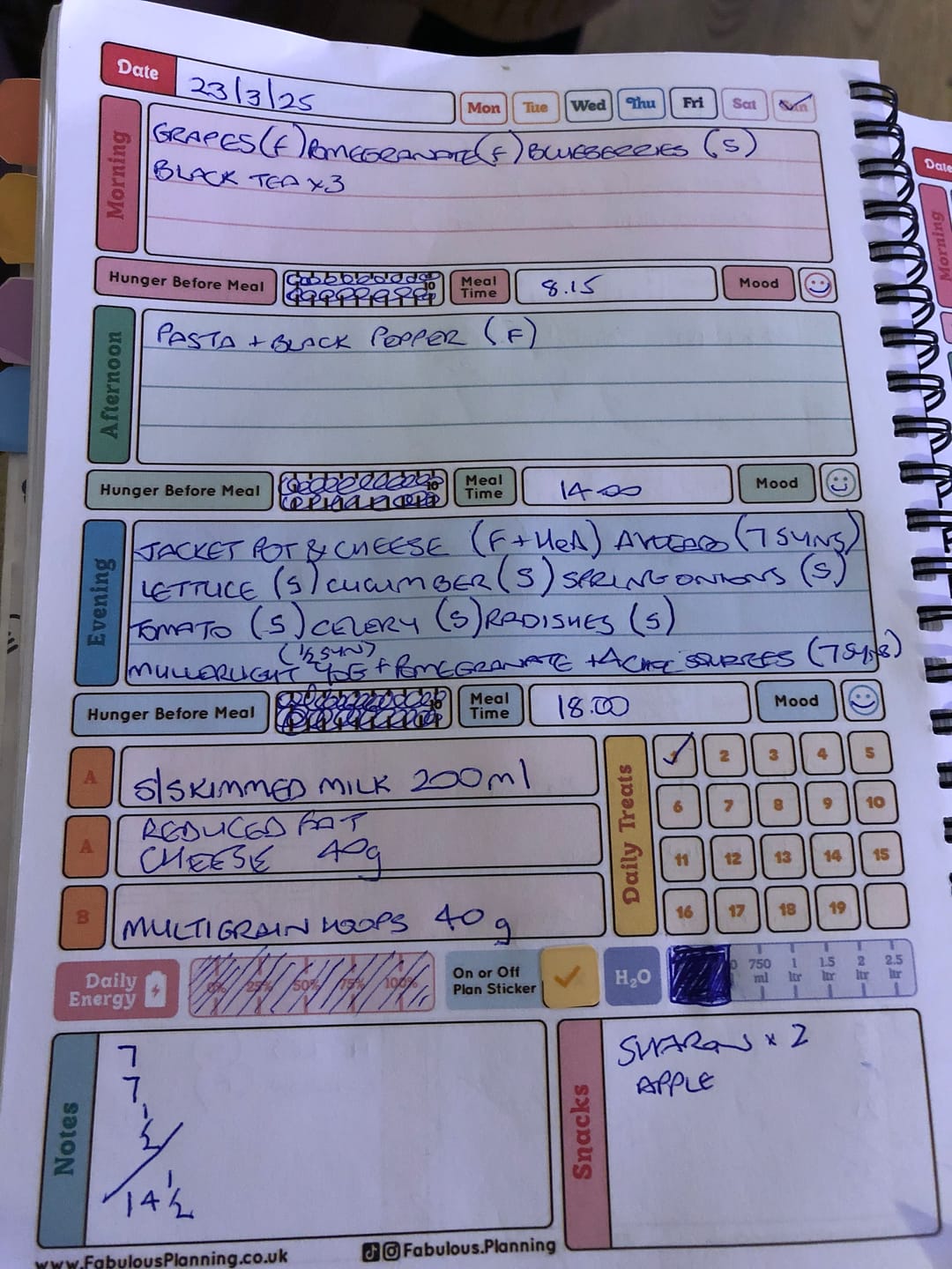 Customer photo review of Food Diary - C76 - Slimming World Compatible - Spacious