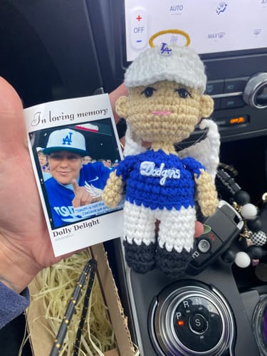Customer photo review of Dolly® Personalized Crochet Doll with Photo Card
