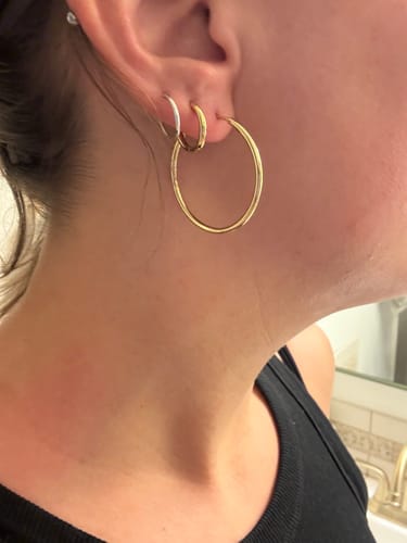 Customer photo review of My Huggies Hoop Earrings