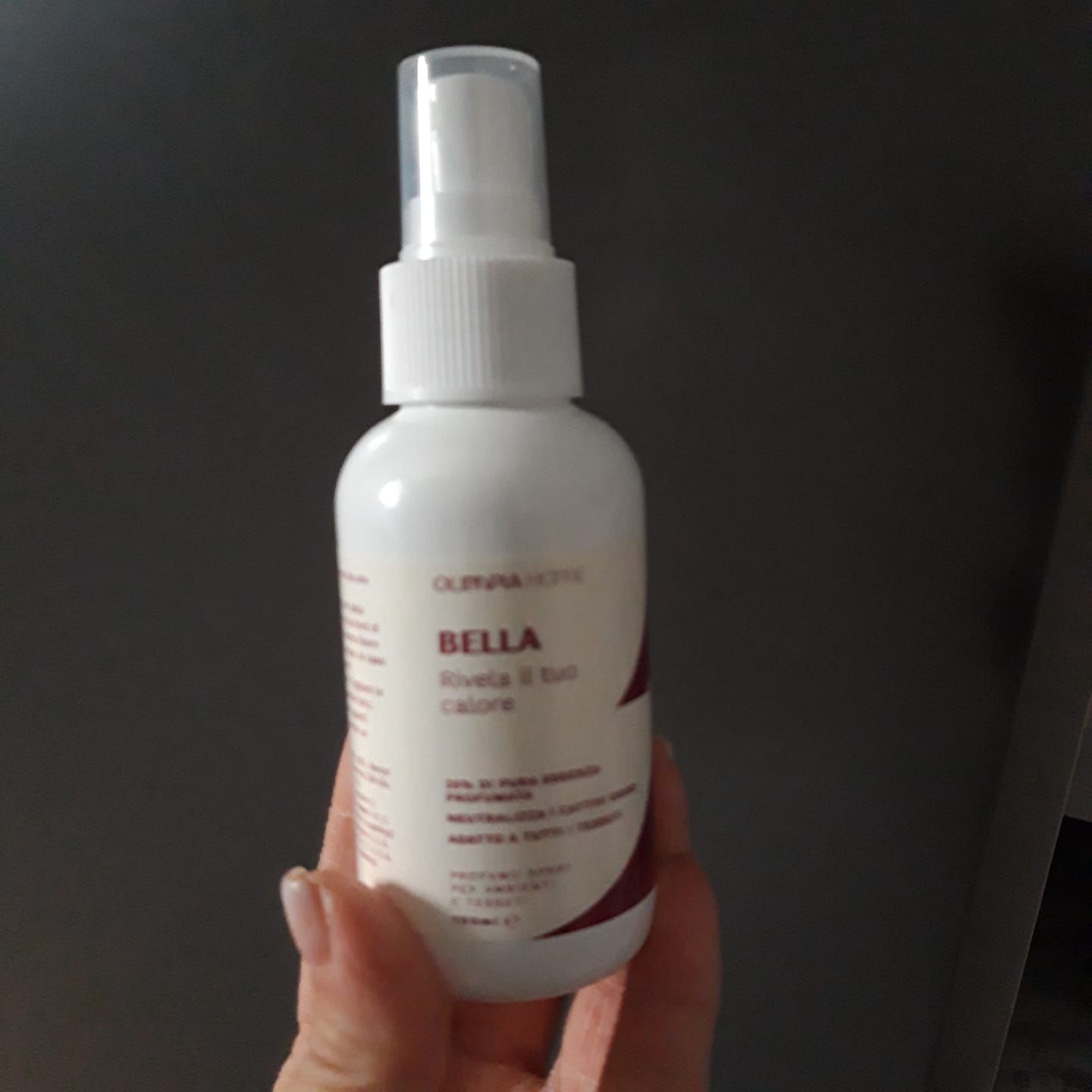 Customer photo review of Profumo spray per tessuti Bella ml.100