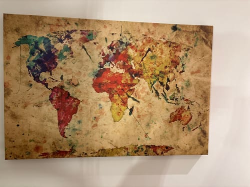 Customer photo review of Leinwandbild | Weltkarte Retro Bunt | Querformat