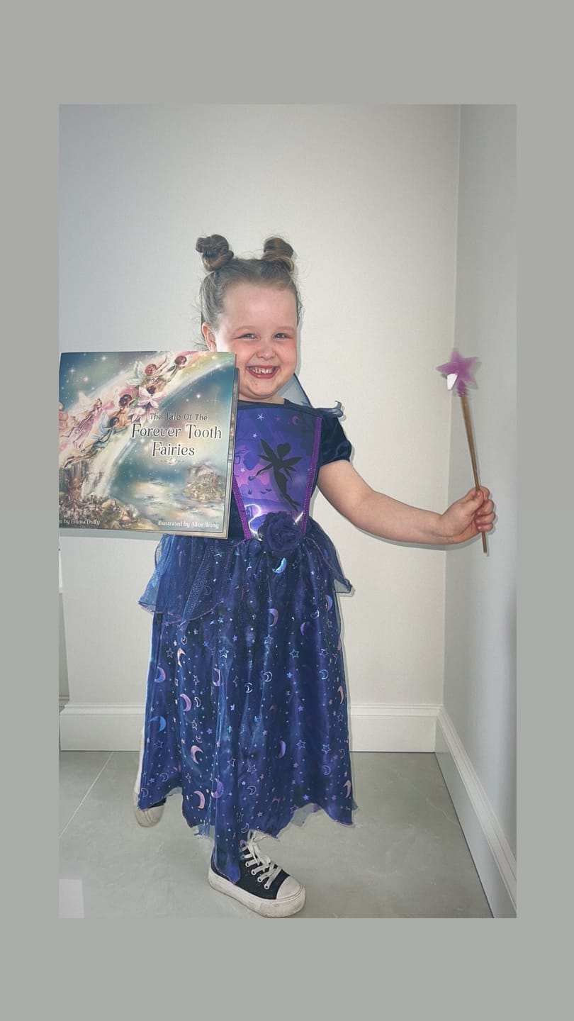 Customer photo review of My Forever Tooth Fairy Gift Set - Includes Storybook, Tooth Fairy Doll, Tooth Tote & Dis'Play' Case - FREE Bonus Gift Forever Tooth Fairy Frame