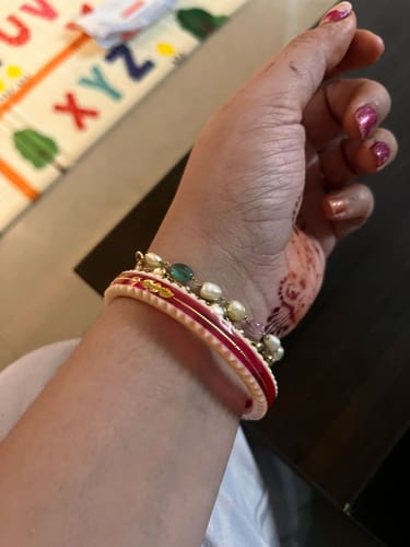 Customer photo review of Red – “Crimson Charm Women’s Bangle” (Pack of 1 Pair) (2 pis)
