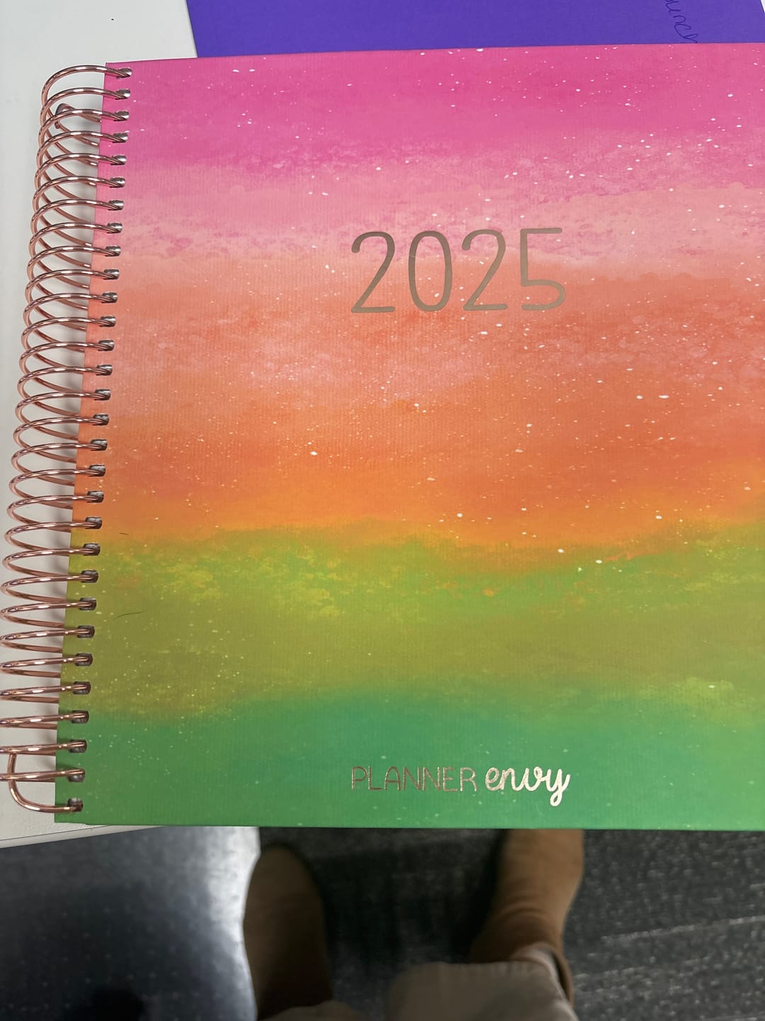 Customer photo review of 2025 Planner - Vertical Layout, Spiral Bound - "Rainbow Glitz" (#301)