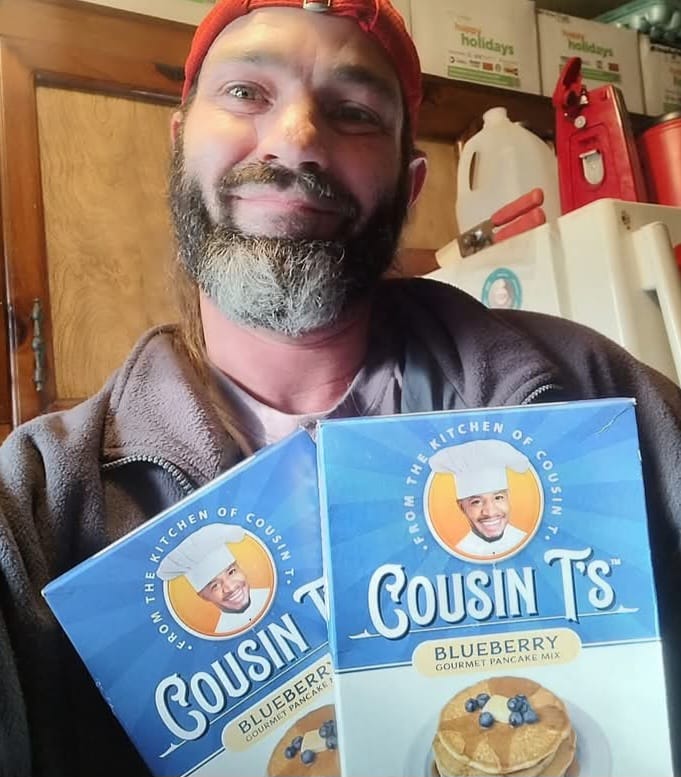 Customer photo review of Cousin T's Gourmet Blueberry Pancake Mix
