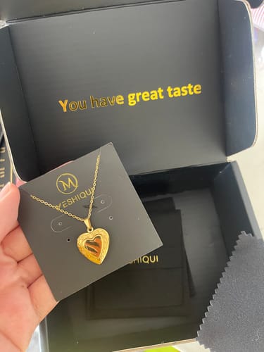 Customer photo review of The Belle Heart Locket Necklace