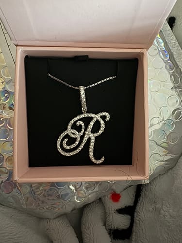 Customer photo review of Custom Script initial necklace