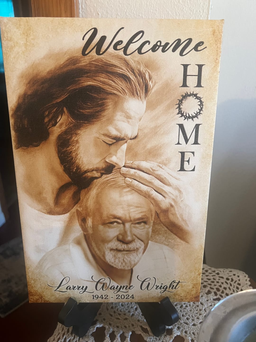 Customer photo review of Custom Canvas Prints, God Sympathy Gifts, Jesus Memorial Gift, Remembrance Gifts, Bereavement Gift, Welcome Home Jesus Canvas