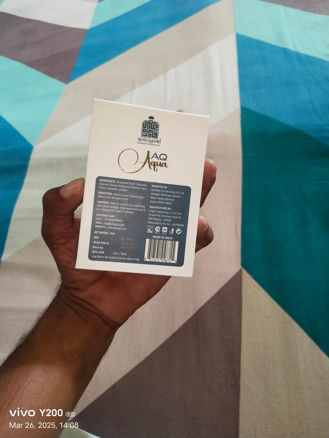 Customer photo review of AQ Aqua Luxury Attar Perfume