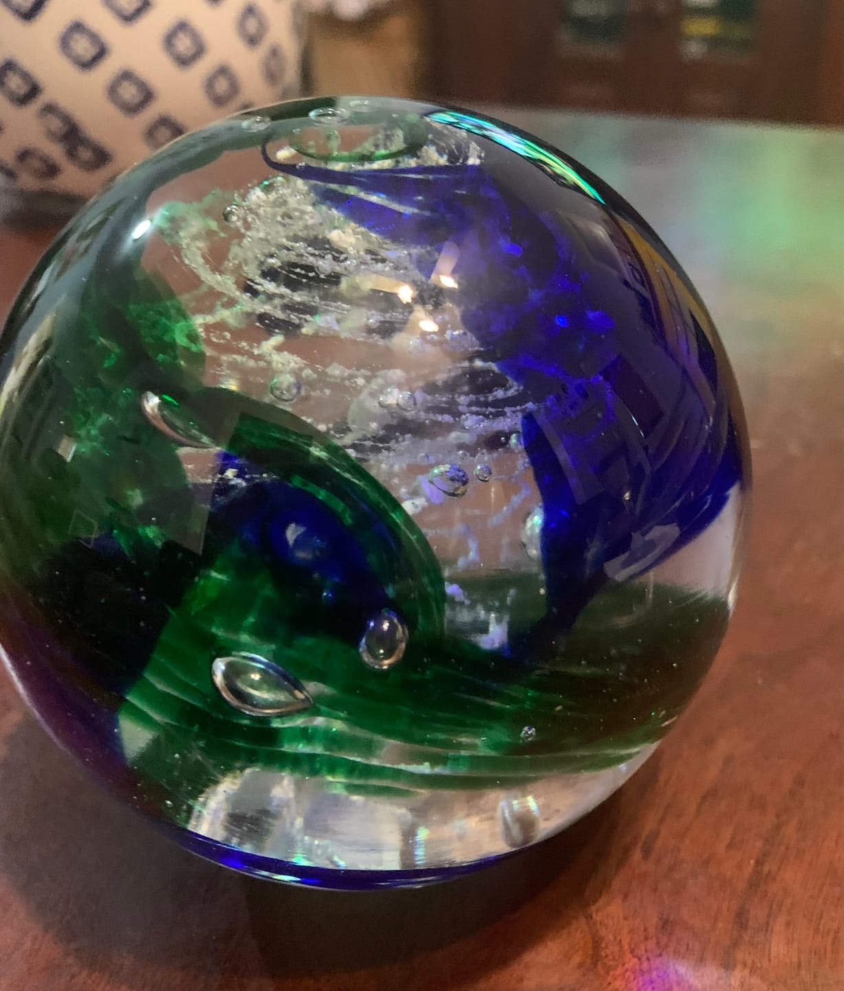 Customer photo review of Glimmer Orb with Cremation Ashes