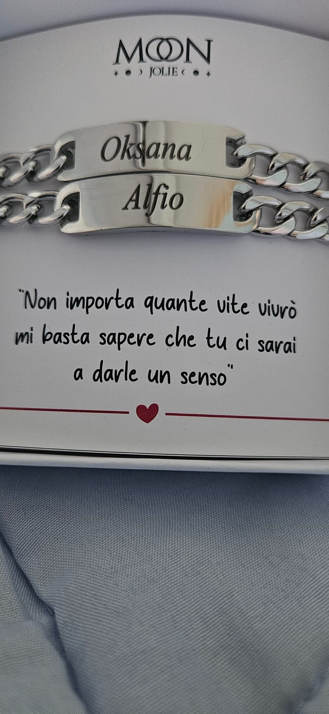 Customer photo review of Coppia di Bracciali Amore Eterno Personalizzati con incisione
