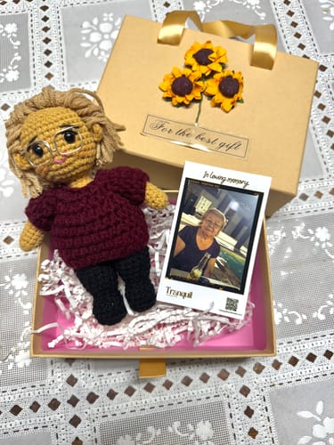 Customer photo review of Tranquil® - Personalized Crochet Doll with Photo Card