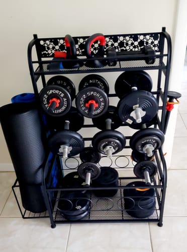 Customer photo review of Flycity Dumbbell Rack - Home Gym Storage with Wheels