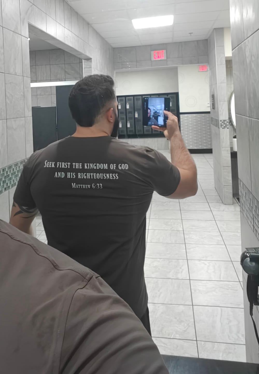 Customer photo review of Matthew 6:33 Performance Tee