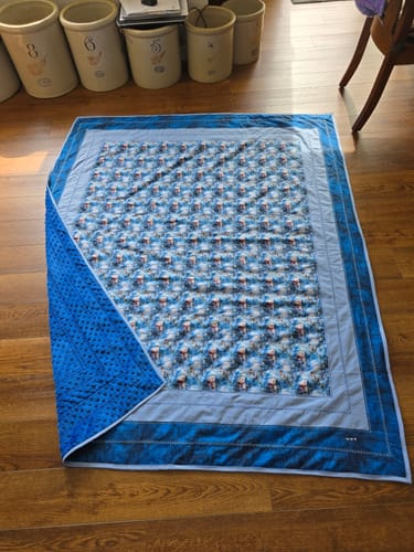 Customer photo review of A Snowmans Winter at Night with Lanterns #3 Fabric