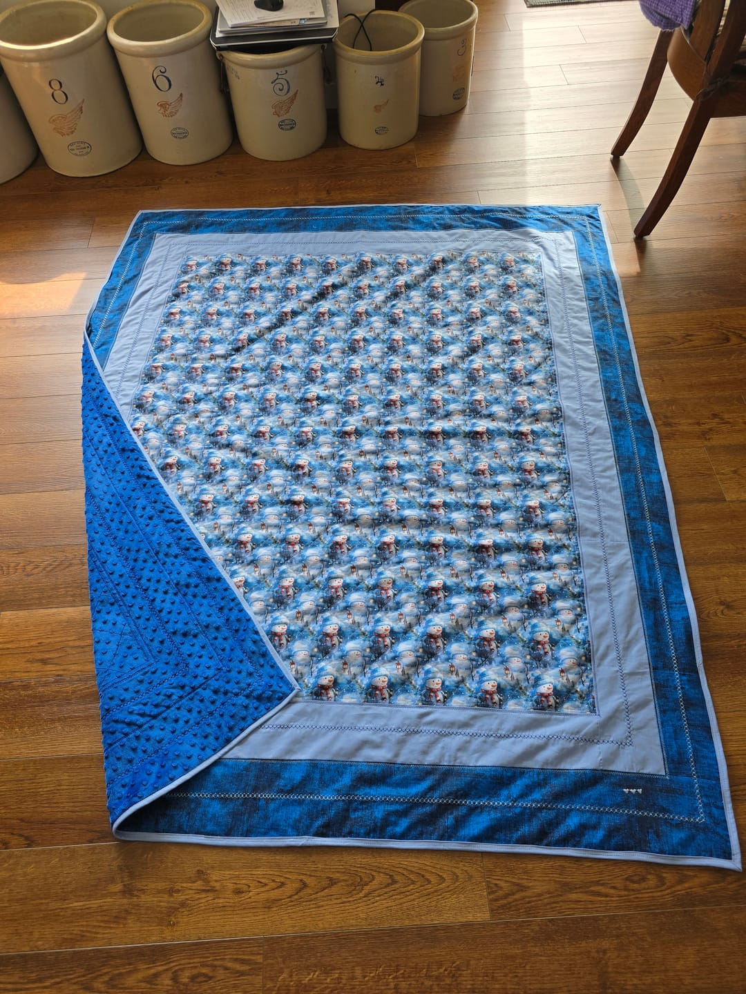 Customer photo review of A Snowmans Winter at Night with Lanterns #3 Fabric