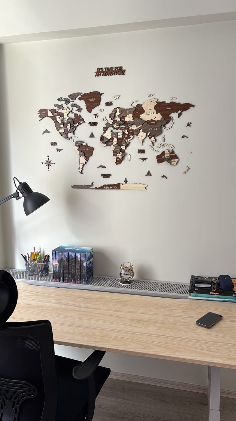 Customer photo review of Ahşap Dünya Haritası - Çok Katmanlı 3D Ahşap Duvar Dekoru (Mixed)
