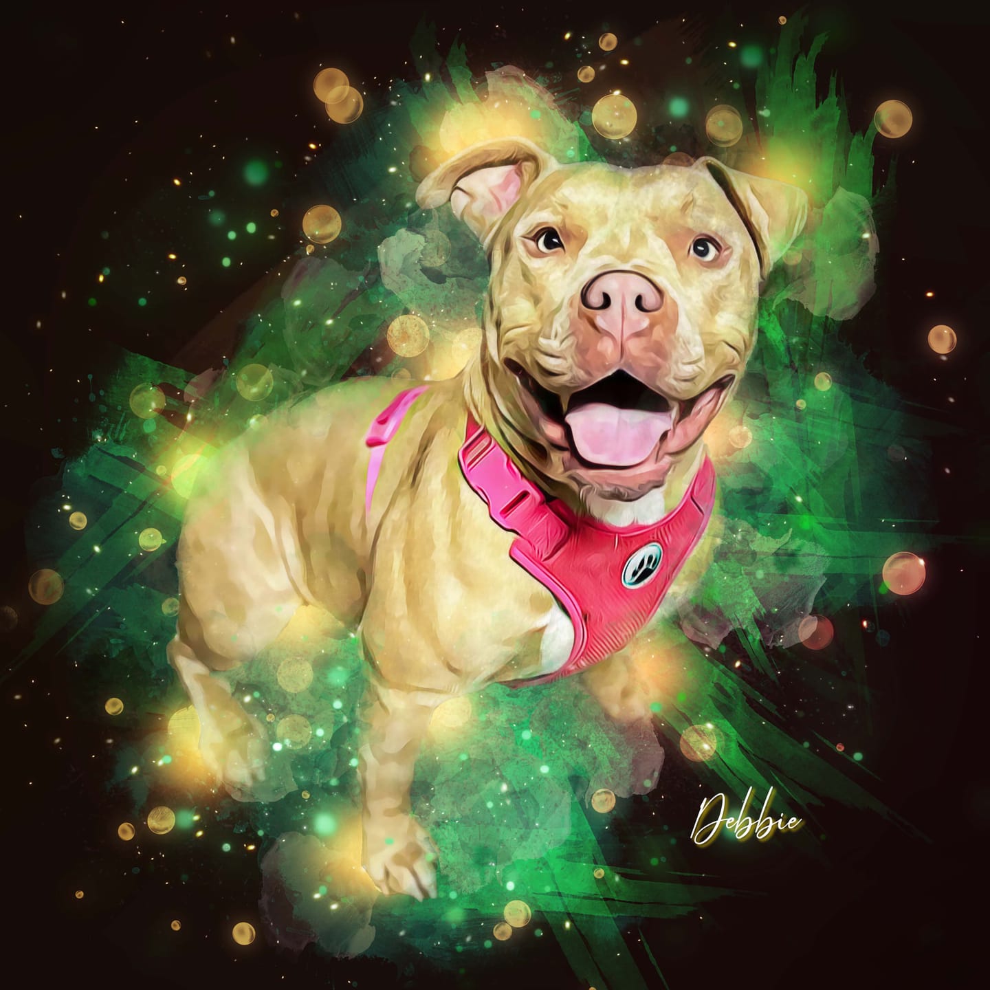 Customer photo review of Custom Neon Watercolor Pet Portrait – Aesthetic Neon Style (AN)