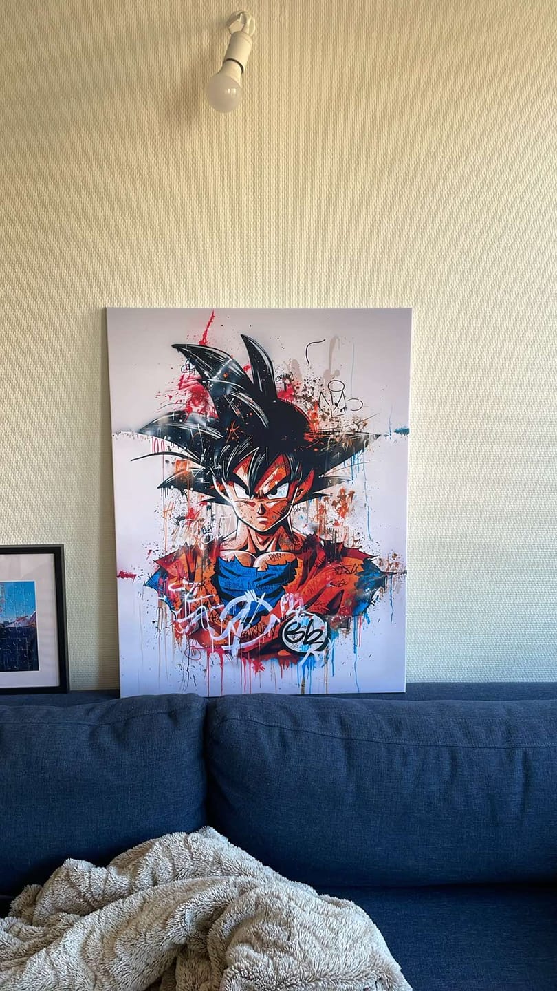 Customer photo review of Tableau Dragon Ball Z - Goku Style Street Art - Décoration Murale Colorée