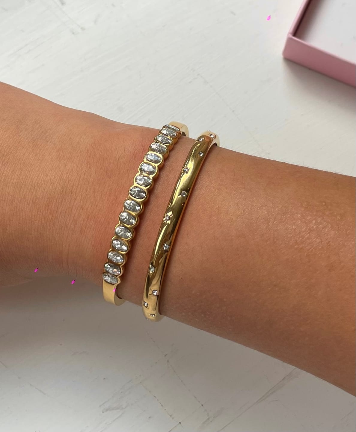 Customer photo review of Martha Crystal Gold Waterproof Bangle