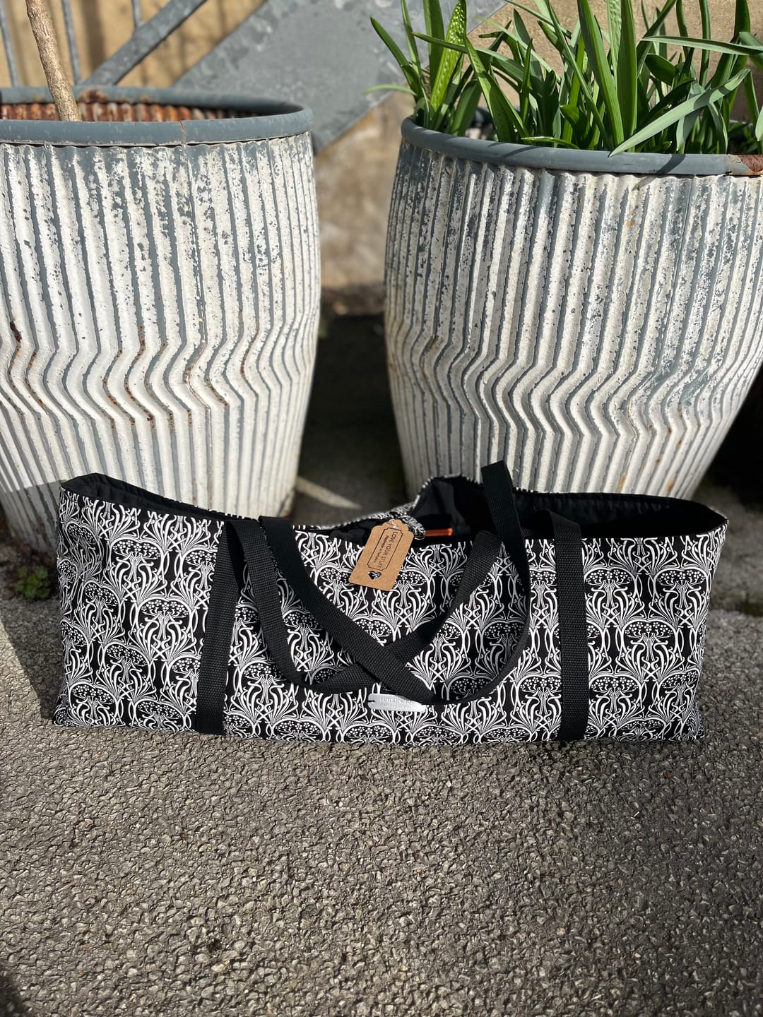 Customer photo review of Abstract White Patterns Cotton Canvas Fabric