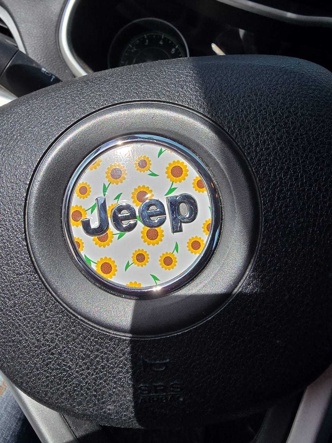 Customer photo review of Floral Steering Wheel Decal for Jeep